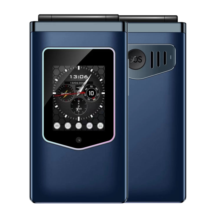 Téléphone à clapet HAMTOD T8 4G, 2,8 pouces + 1,77 pouces, VoLTE, BT, SOS, OTG, EU Version