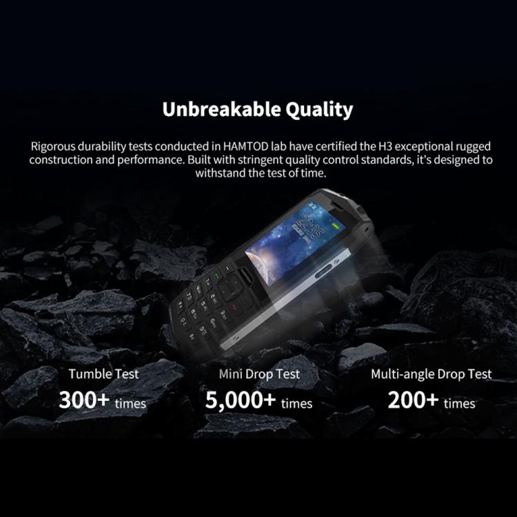 Téléphone robuste HAMTOD H3 / R3T, 2,8 pouces T107 ARM CortexTM A7 Quad-core 1,0 GHz, réseau : 4G, VoLTE, BT, SOS, EU Version