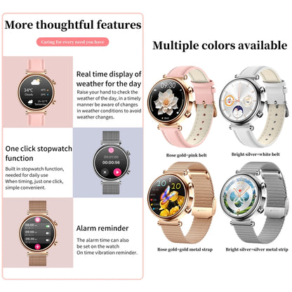Montre intelligente T86 Woman Health 1,27 pouces, appel BT/Cycle physiologique/fréquence cardiaque/tension artérielle/glycémie/SOS