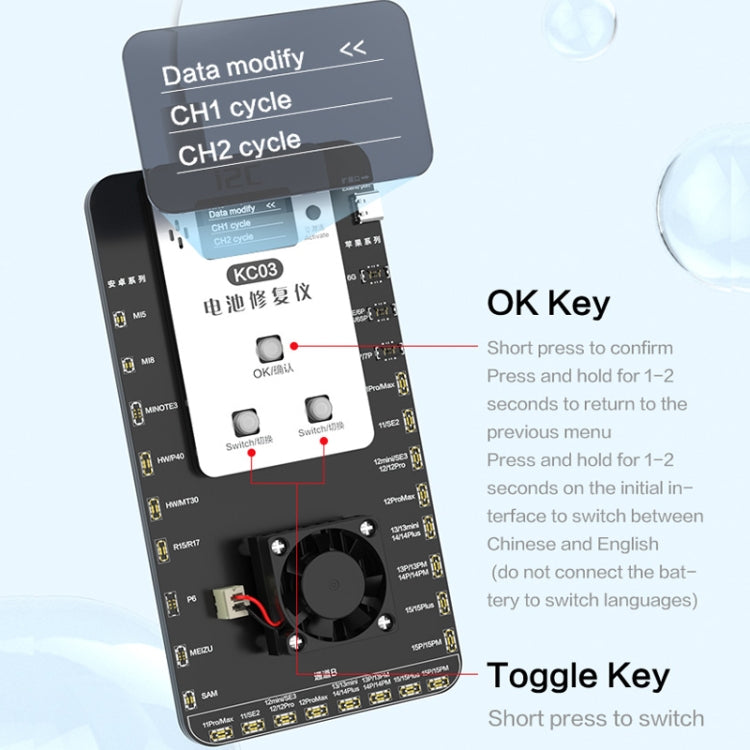 Dispositif de réparation de détection d'activation de batterie multifonction i2C KC03 pour iPhone 6-15 Pro Max / Android