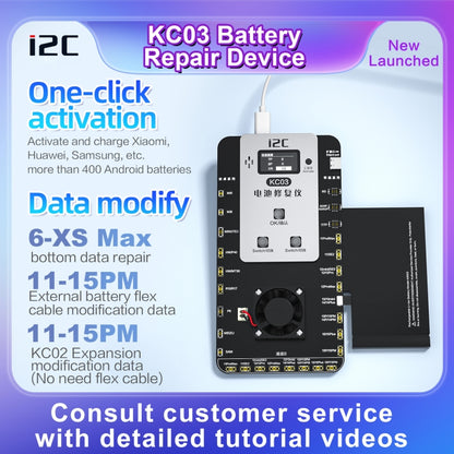 Dispositif de réparation de détection d'activation de batterie multifonction i2C KC03 pour iPhone 6-15 Pro Max / Android