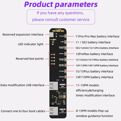 Carte d'extension de réparation de données de batterie i2C KC02, modifiant l'efficacité de la batterie pour iPhone 11-15 Pro Max