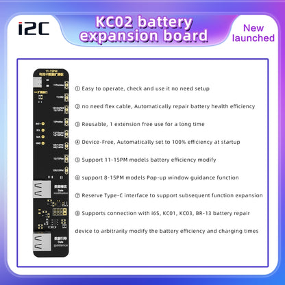 Carte d'extension de réparation de données de batterie i2C KC02, modifiant l'efficacité de la batterie pour iPhone 11-15 Pro Max