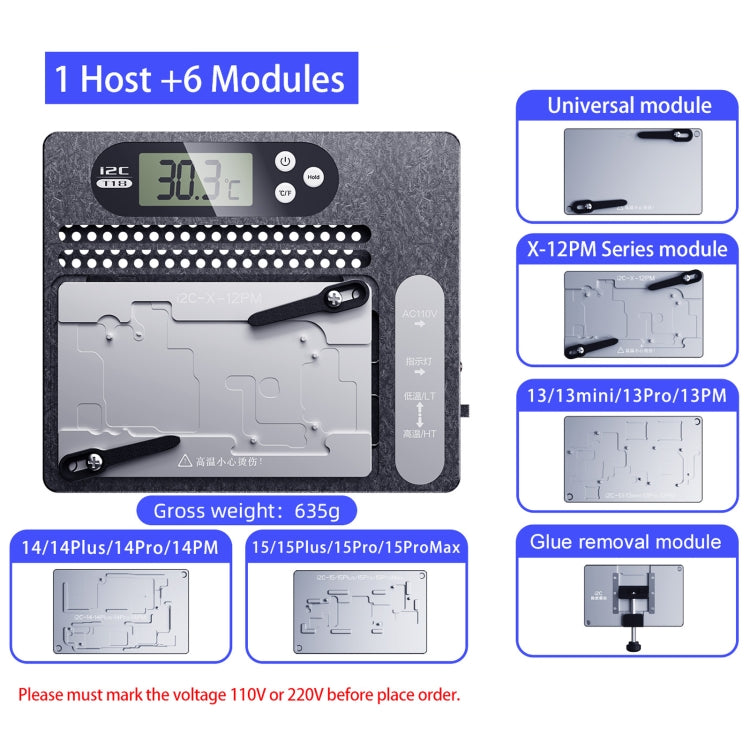 Station de dessoudage en couches pour carte mère PCB avec écran LCD i2C T18, pour iPhone X-15 Pro Max, avec Module d'élimination de la colle