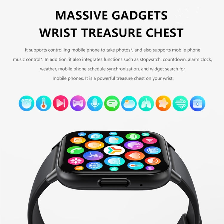 Montre de sport intelligente DM60+ 1,83 pouces BT5.2, prise en charge des appels Bluetooth/sommeil/glycémie/oxygène dans le sang/température/fréquence cardiaque/moniteur de santé de la pression artérielle