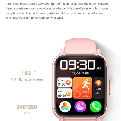Montre de sport intelligente DM60+ 1,83 pouces BT5.2, prise en charge des appels Bluetooth/sommeil/glycémie/oxygène dans le sang/température/fréquence cardiaque/moniteur de santé de la pression artérielle