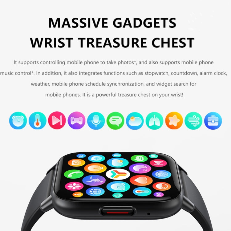 Montre de sport intelligente DM05 1,83 pouces BT5.2, prise en charge du sommeil/fréquence cardiaque/oxygène sanguin/température/sucre cardiaque/moniteur de santé de la pression artérielle