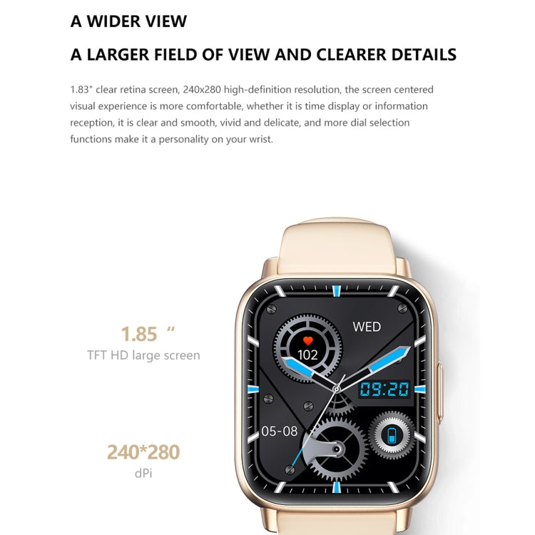 Montre de sport intelligente DM05 1,83 pouces BT5.2, prise en charge du sommeil/fréquence cardiaque/oxygène sanguin/température/sucre cardiaque/moniteur de santé de la pression artérielle