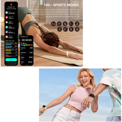 Montre de sport intelligente DM05 1,83 pouces BT5.2, prise en charge du sommeil/fréquence cardiaque/oxygène sanguin/température/sucre cardiaque/moniteur de santé de la pression artérielle