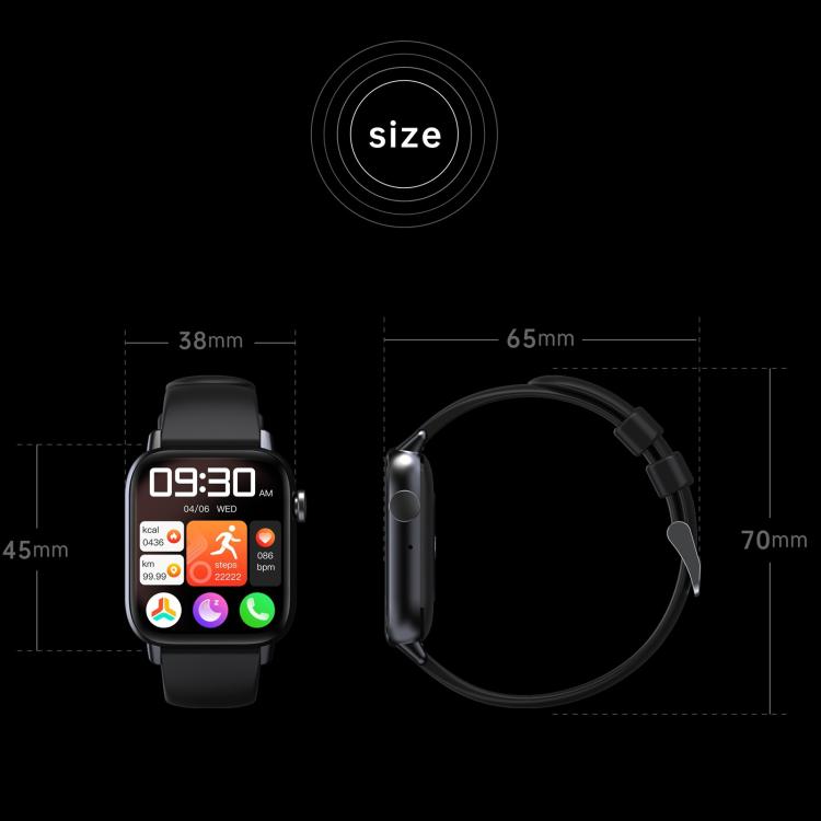 QS08 PRO 1,83 pouces BT5.2 montre de sport intelligente, prise en charge du sommeil/fréquence cardiaque/oxygène sanguin/température/tension artérielle moniteur de santé