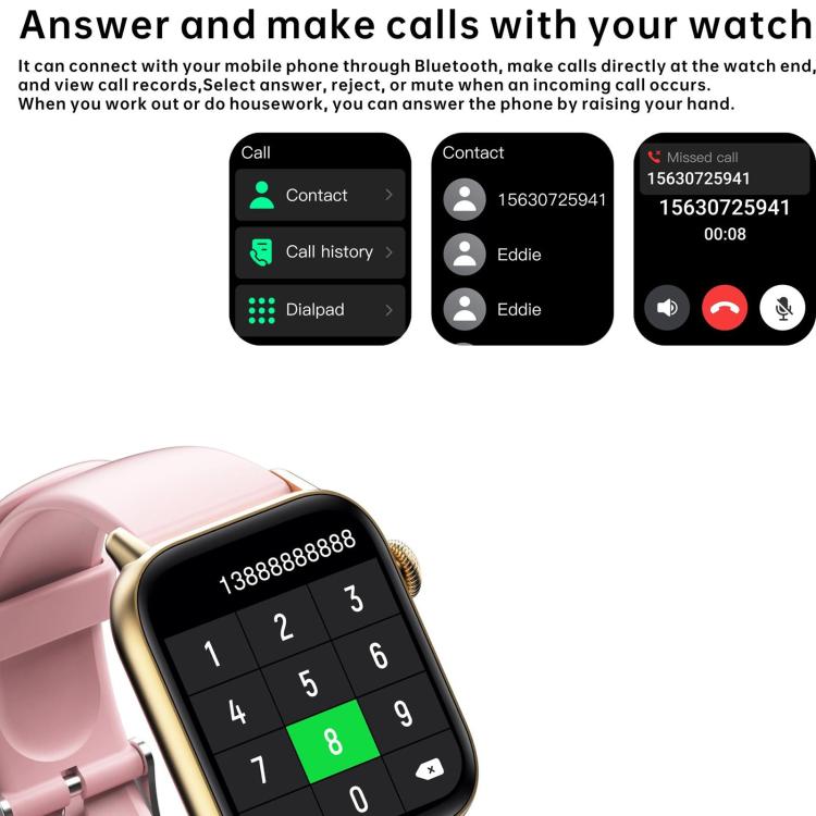QS08 PRO 1,83 pouces BT5.2 montre de sport intelligente, prise en charge du sommeil/fréquence cardiaque/oxygène sanguin/température/tension artérielle moniteur de santé