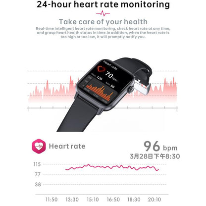 QS08 PRO 1,83 pouces BT5.2 montre de sport intelligente, prise en charge du sommeil/fréquence cardiaque/oxygène sanguin/température/tension artérielle moniteur de santé