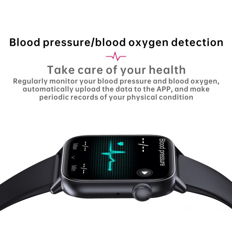 QS08 PRO 1,83 pouces BT5.2 montre de sport intelligente, prise en charge du sommeil/fréquence cardiaque/oxygène sanguin/température/tension artérielle moniteur de santé