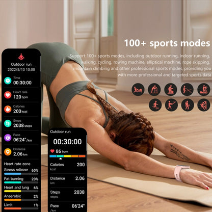 QS13 1,83 pouces BT5.2 montre de sport intelligente, prise en charge des appels Bluetooth/sommeil/glycémie/oxygène dans le sang/fréquence cardiaque/moniteur de santé de la pression artérielle