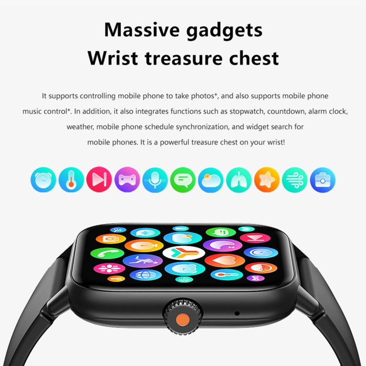 QS13 1,83 pouces BT5.2 montre de sport intelligente, prise en charge des appels Bluetooth/sommeil/glycémie/oxygène dans le sang/fréquence cardiaque/moniteur de santé de la pression artérielle