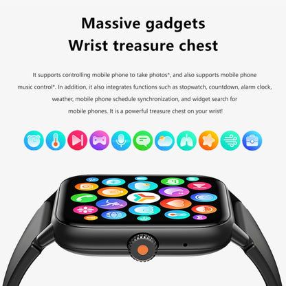 QS13 1,83 pouces BT5.2 montre de sport intelligente, prise en charge des appels Bluetooth/sommeil/glycémie/oxygène dans le sang/fréquence cardiaque/moniteur de santé de la pression artérielle