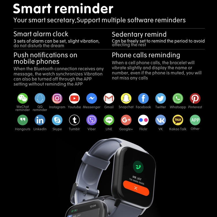 Montre de sport intelligente QS16 Pro 1,83 pouces BT5.0, prise en charge des appels Bluetooth/sommeil/oxygène sanguin/température/fréquence cardiaque/moniteur de santé de la pression artérielle
