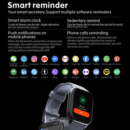 Montre de sport intelligente QS16 Pro 1,83 pouces BT5.0, prise en charge des appels Bluetooth/sommeil/oxygène sanguin/température/fréquence cardiaque/moniteur de santé de la pression artérielle