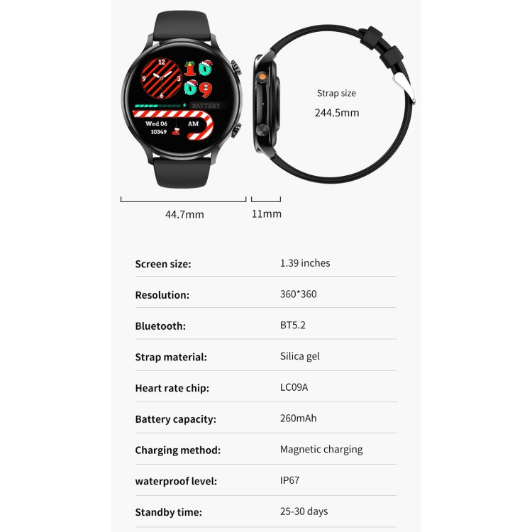 QS40 1,39 pouces BT5.2 montre de sport intelligente, prise en charge des appels Bluetooth/sommeil/oxygène sanguin/température/fréquence cardiaque/moniteur de santé de la pression artérielle
