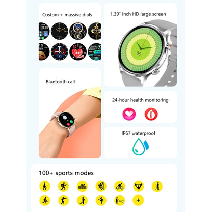 QS40 1,39 pouces BT5.2 montre de sport intelligente, prise en charge des appels Bluetooth/sommeil/oxygène sanguin/température/fréquence cardiaque/moniteur de santé de la pression artérielle