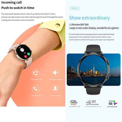 QS40 1,39 pouces BT5.2 montre de sport intelligente, prise en charge des appels Bluetooth/sommeil/oxygène sanguin/température/fréquence cardiaque/moniteur de santé de la pression artérielle