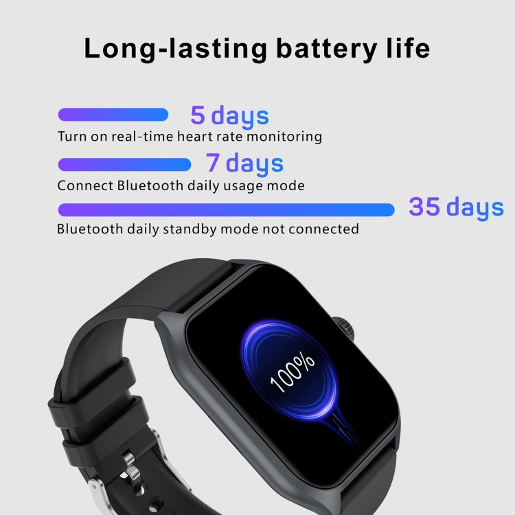 Qx5 1,96 pouces BT5.2 montre de sport intelligente, prise en charge des appels Bluetooth/sommeil/oxygène sanguin/température/fréquence cardiaque/moniteur de santé de la pression artérielle