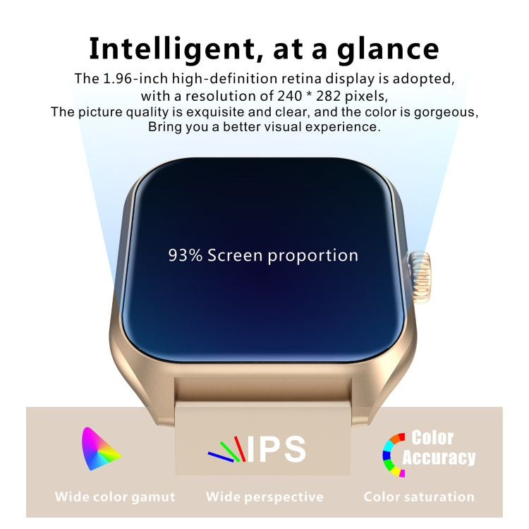Qx5 1,96 pouces BT5.2 montre de sport intelligente, prise en charge des appels Bluetooth/sommeil/oxygène sanguin/température/fréquence cardiaque/moniteur de santé de la pression artérielle