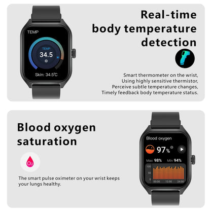 Qx5 1,96 pouces BT5.2 montre de sport intelligente, prise en charge des appels Bluetooth/sommeil/oxygène sanguin/température/fréquence cardiaque/moniteur de santé de la pression artérielle