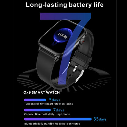 QX9 1,96 pouces BT5.2 montre de sport intelligente, prise en charge des appels Bluetooth/sommeil/oxygène sanguin/fréquence cardiaque/moniteur de santé de la pression artérielle