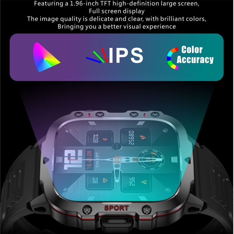 QX11 1,96 pouces BT5.2 montre de sport intelligente, prise en charge des appels Bluetooth/sommeil/oxygène sanguin/fréquence cardiaque/moniteur de santé de la pression artérielle