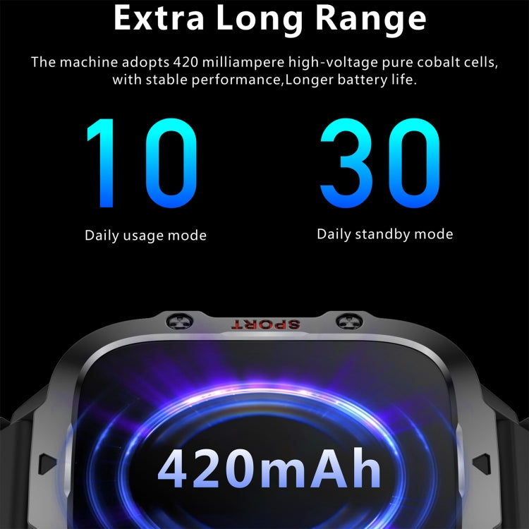 QX11 1,96 pouces BT5.2 montre de sport intelligente, prise en charge des appels Bluetooth/sommeil/oxygène sanguin/fréquence cardiaque/moniteur de santé de la pression artérielle