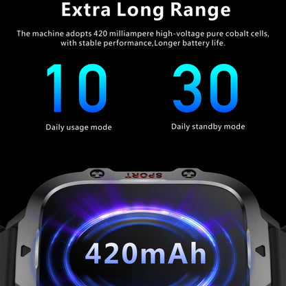 QX11 1,96 pouces BT5.2 montre de sport intelligente, prise en charge des appels Bluetooth/sommeil/oxygène sanguin/fréquence cardiaque/moniteur de santé de la pression artérielle