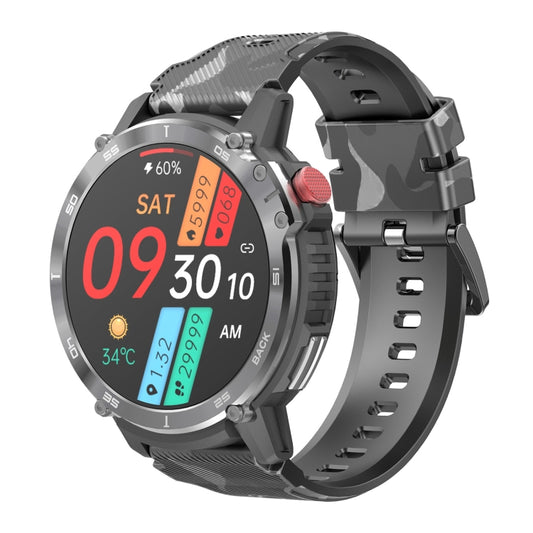 Montre intelligente Bluetooth à écran rond C22 de 1,6 pouces, prise en charge de la surveillance de la santé et 24 modes sportifs