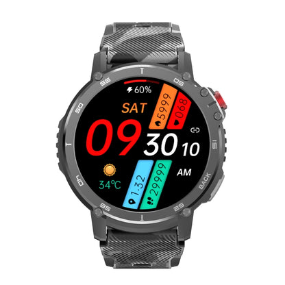 Montre intelligente Bluetooth à écran rond C22 de 1,6 pouces, prise en charge de la surveillance de la santé et 24 modes sportifs