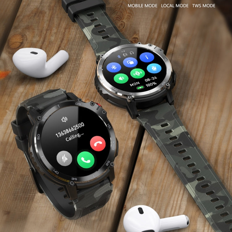 Montre intelligente Bluetooth à écran rond C22 de 1,6 pouces, prise en charge de la surveillance de la santé et 24 modes sportifs