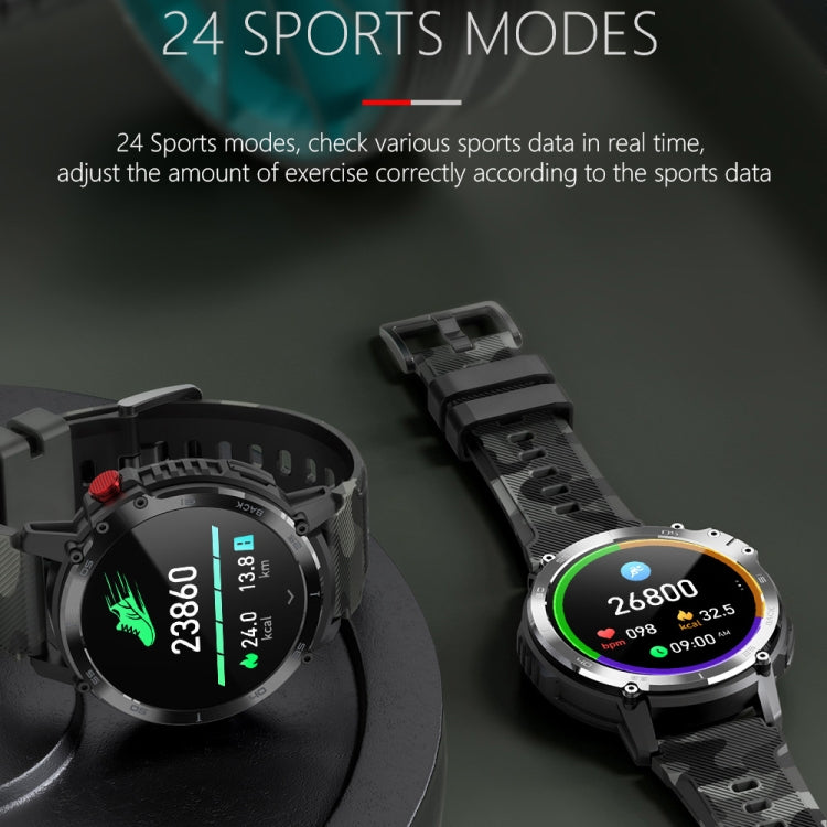 Montre intelligente Bluetooth à écran rond C22 de 1,6 pouces, prise en charge de la surveillance de la santé et 24 modes sportifs