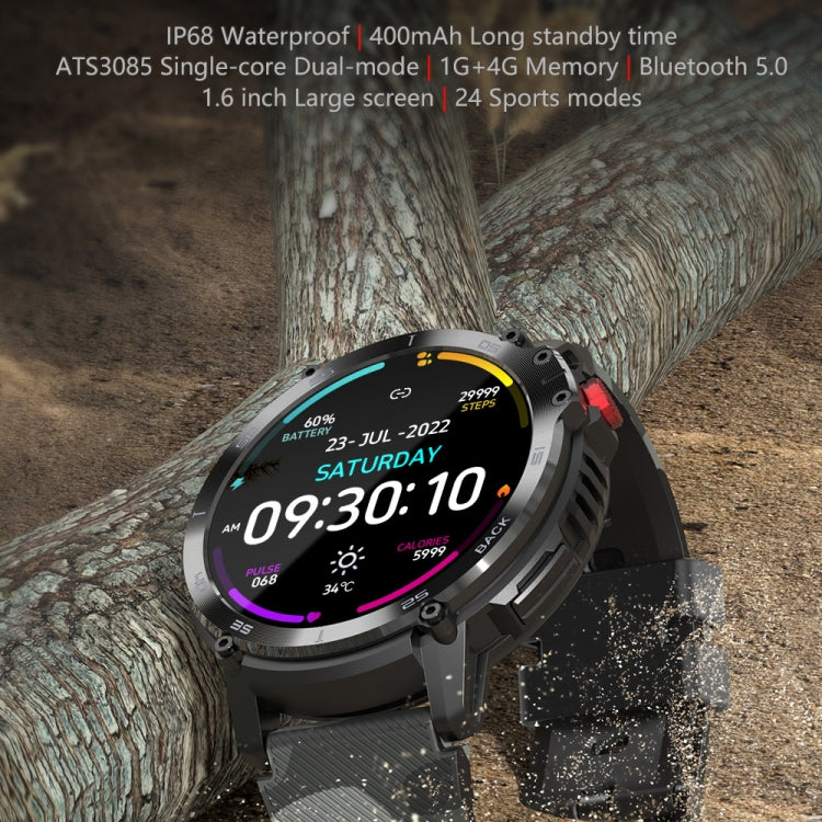 Montre intelligente Bluetooth à écran rond C22 de 1,6 pouces, prise en charge de la surveillance de la santé et 24 modes sportifs