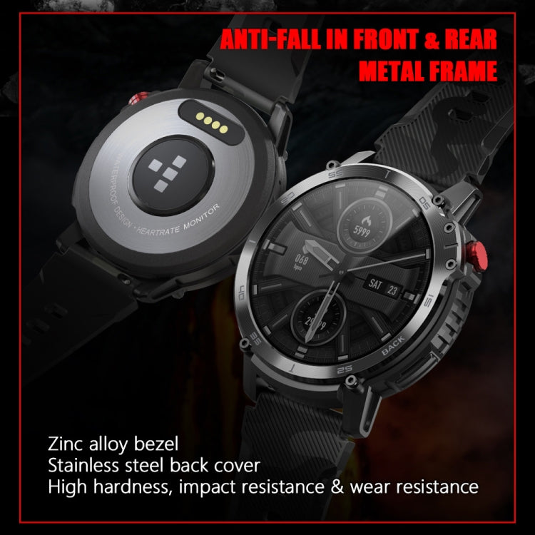 Montre intelligente Bluetooth à écran rond C22 de 1,6 pouces, prise en charge de la surveillance de la santé et 24 modes sportifs