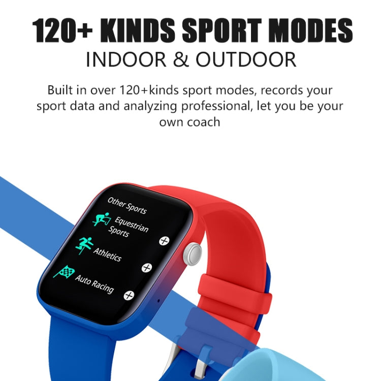 Montre intelligente Bluetooth P43 avec écran TFT de 1,8 pouces, prise en charge de la surveillance de la fréquence cardiaque et de plus de 100 modes sportifs