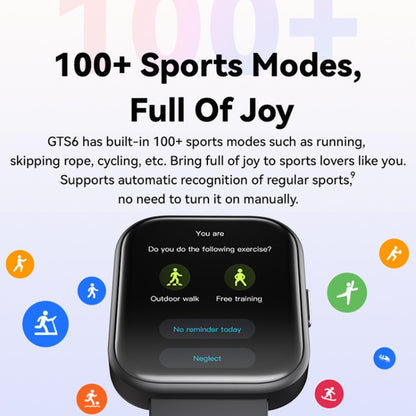 Montre intelligente de remise en forme GTS4 1,69 pouces, appel BT/fréquence cardiaque/tension artérielle/MET/température corporelle