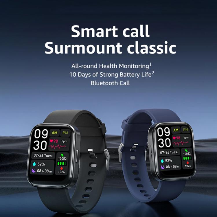 Montre intelligente de remise en forme GTS4 1,69 pouces, appel BT/fréquence cardiaque/tension artérielle/MET/température corporelle