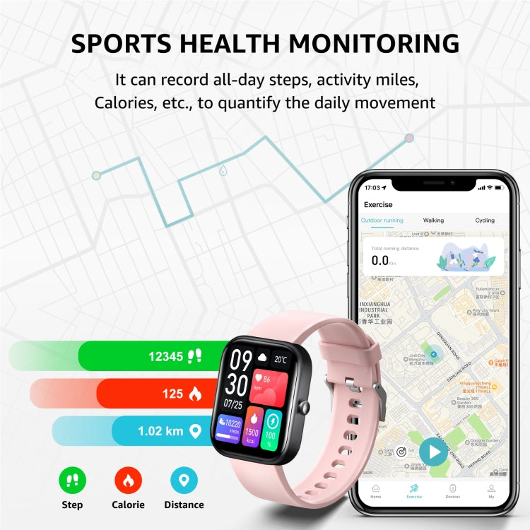 GTS5 2.0 pouces Fitness santé montre intelligente, appel BT/fréquence cardiaque/tension artérielle/MET/glycémie