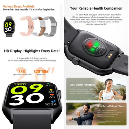 Montre intelligente GTS7 2,0 pouces Fitness Health, appel BT/fréquence cardiaque/tension artérielle/MET