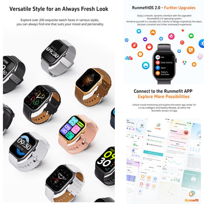 Montre intelligente GTS7 2,0 pouces Fitness Health, appel BT/fréquence cardiaque/tension artérielle/MET
