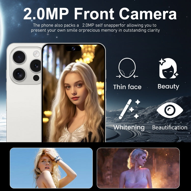 i15 Pro Max / VD1, écran 6,79 pouces, identification faciale, Android 8.1 MTK6753 Octa Core, réseau : 4G, double SIM, 3GB+32GB