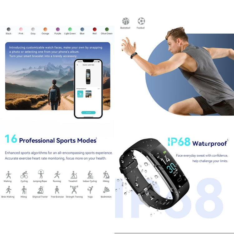 S5-4 Bracelet intelligent IP68 étanche fréquence cardiaque Sport Fitness Tracker montre intelligente