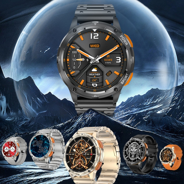 LEMFO AK59 Montre intelligente à écran rond AMLOED de 1,43 pouces avec bracelet en acier