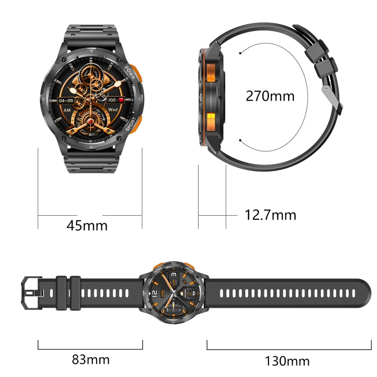 LEMFO AK59 Montre intelligente à écran rond AMLOED de 1,43 pouces avec bracelet en acier