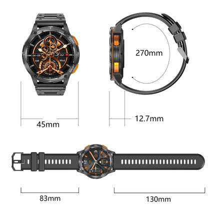 LEMFO AK59 Montre intelligente à écran rond AMLOED de 1,43 pouces avec bracelet en acier