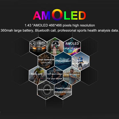LEMFO AK59 Montre intelligente à écran rond AMLOED de 1,43 pouces avec bracelet en acier
